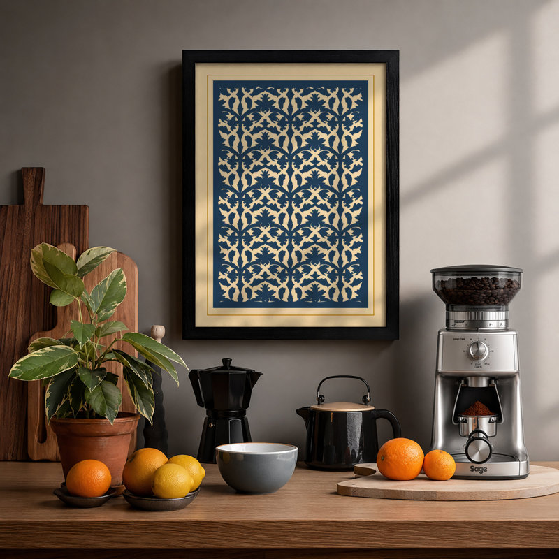 Lattice Geometric - Framed Print, Black, A4 - 29.7 x 21.0 cm