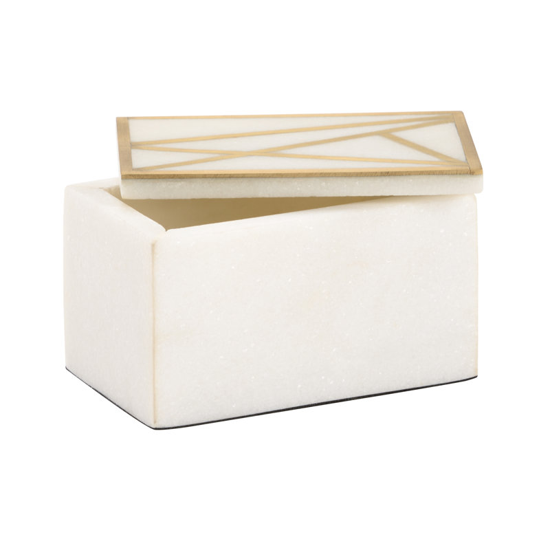 Genesis Alabaster Decorative Box, 3" H x 5" W x 3" D