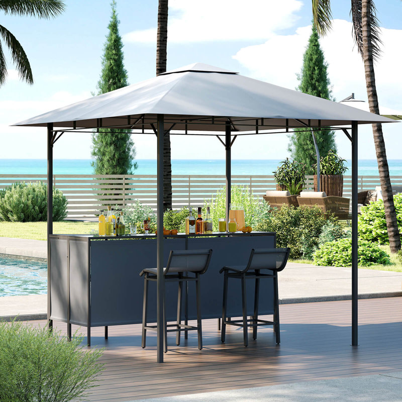  3 Pcs Patio Bar Set With 2 Bar Stools Tempered Glass Bar Table Storage Shelf