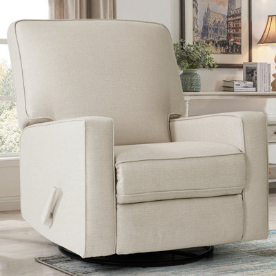 Upholstered Manual Swivel Rocker Glider Recliner Chair, High Back Deep Seat Recliner for Nursery & Living Room