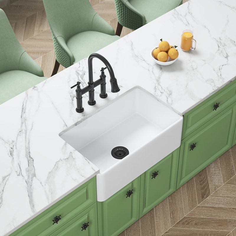 Ceramic Deep Apron Kitchen Sink - White Undermount 18"X10"X24", 58Lb 24"X18"X10",