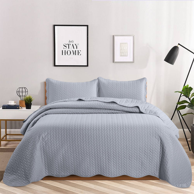 Embossed Microfiber Bedspread Set For King – Oversized, Soft & Dust-Resistant, 3-Piece, King Bedspread + 2 King Pillowcases