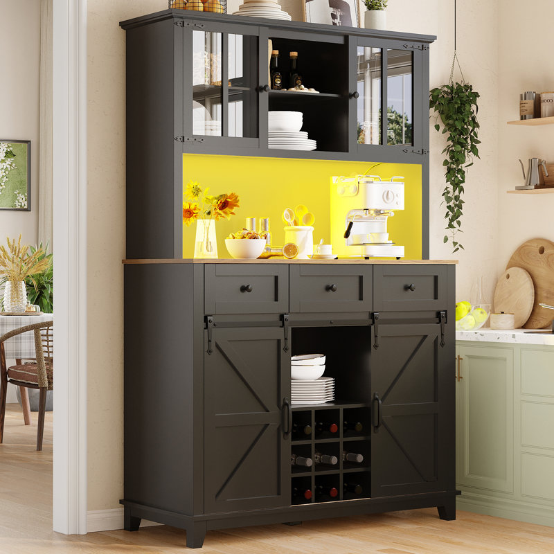 180cm Kitchen Pantry, Black