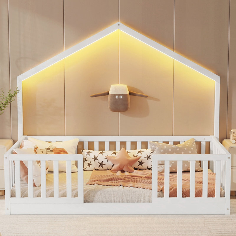 Lit sur pied avec rails hauts, Simple, Blanc