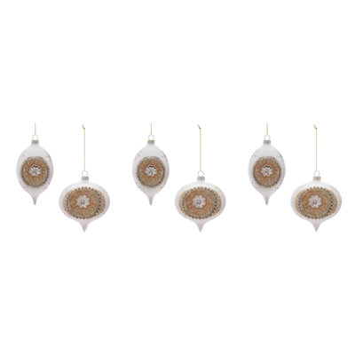 Glass Reflector Ornament Set of 6