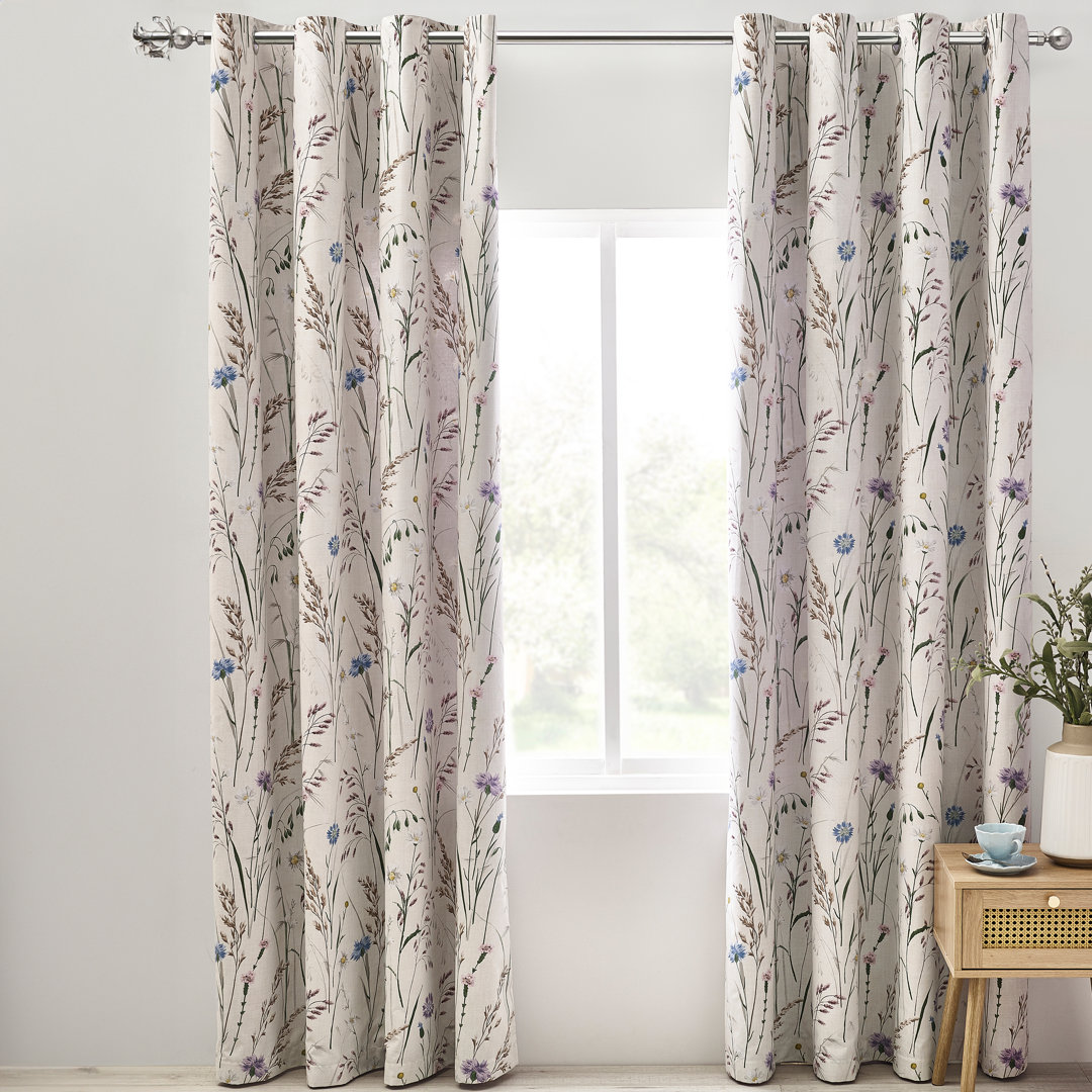 B&Q - Grasmere Floral Fully Reversible 66X90 Inch Eyelet Curtains Two Panels Blue - Image 10