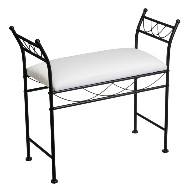 Arand Cotton Upholstered Bench, Black/White
