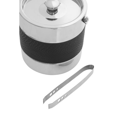 Aldrin Silver Finish Ice Bucket With Tongs