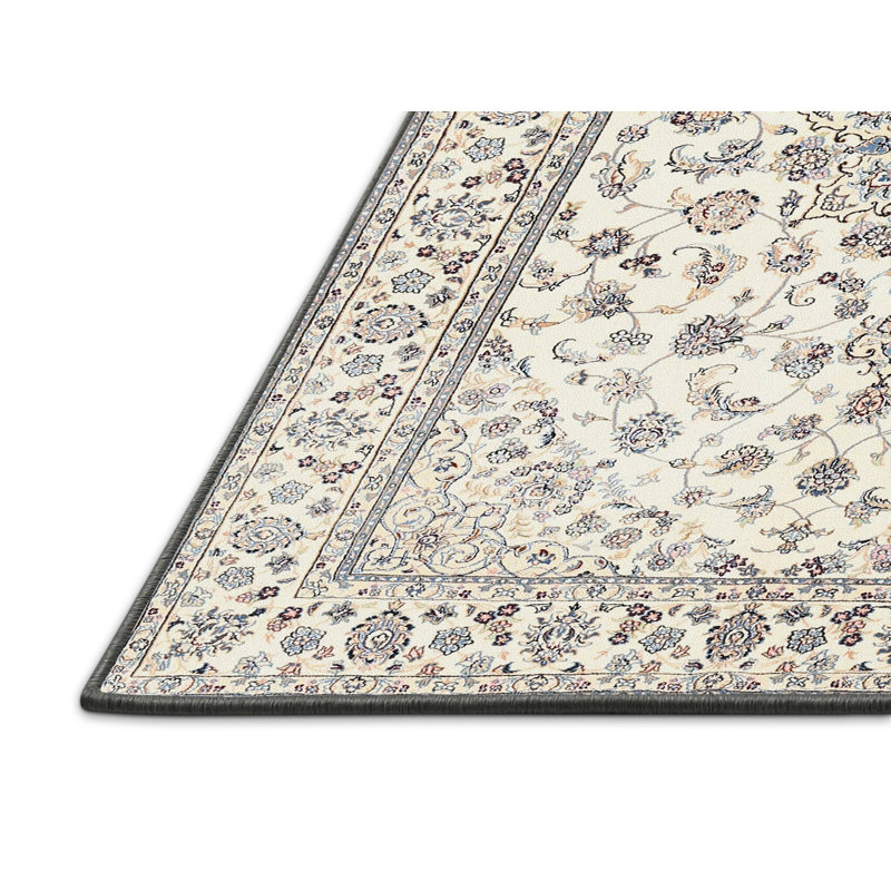 Tapis oriental en laine crème / gris, Rectangle 7 pi x 10 pi