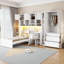 Lit mezzanine simple en bois avec bureau intégré, garde-robe, tablettes et tiroirs, éclairage à DEL intégré, meuble tout-en-un complet pour la chambre à coucher, conception peu encombrante-2064485480