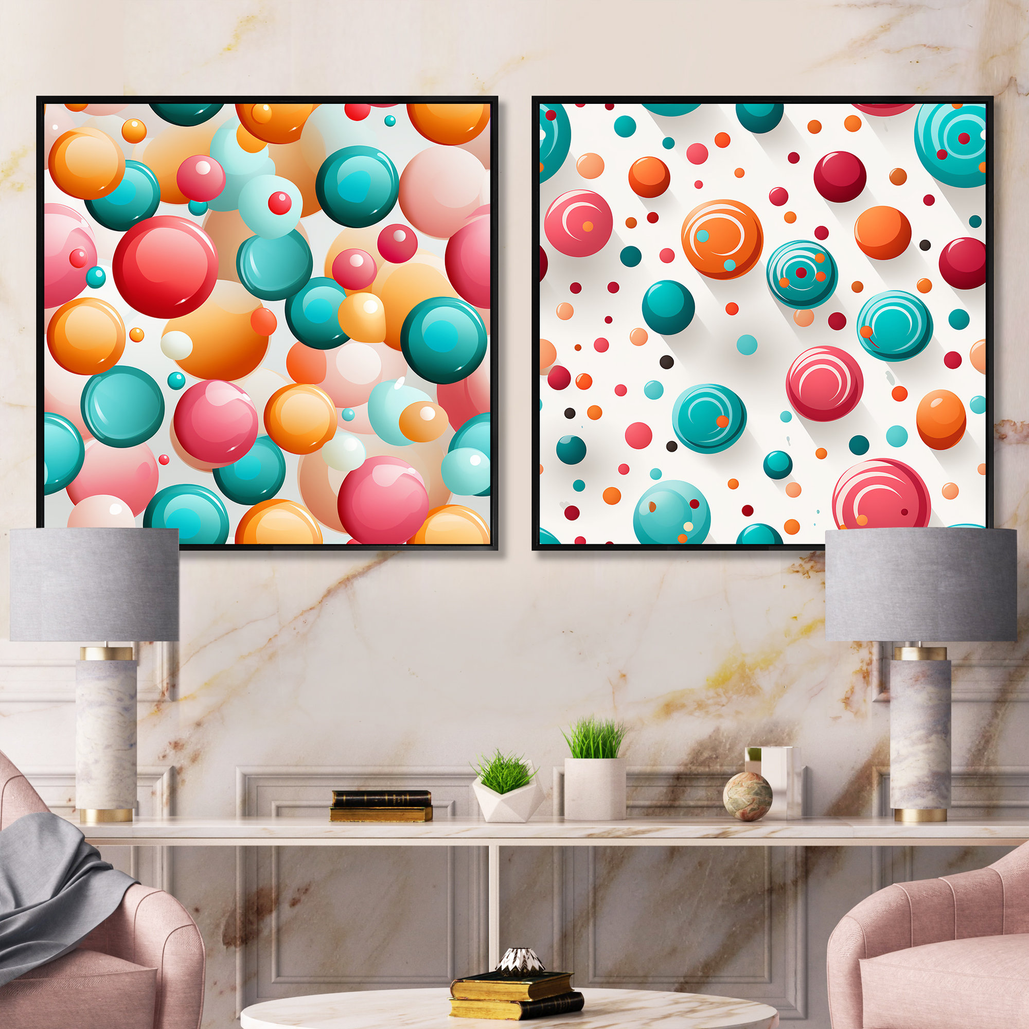 Wade Logan Chrishaunda - Abstract Shapes Square Collage Set Of 2 ...