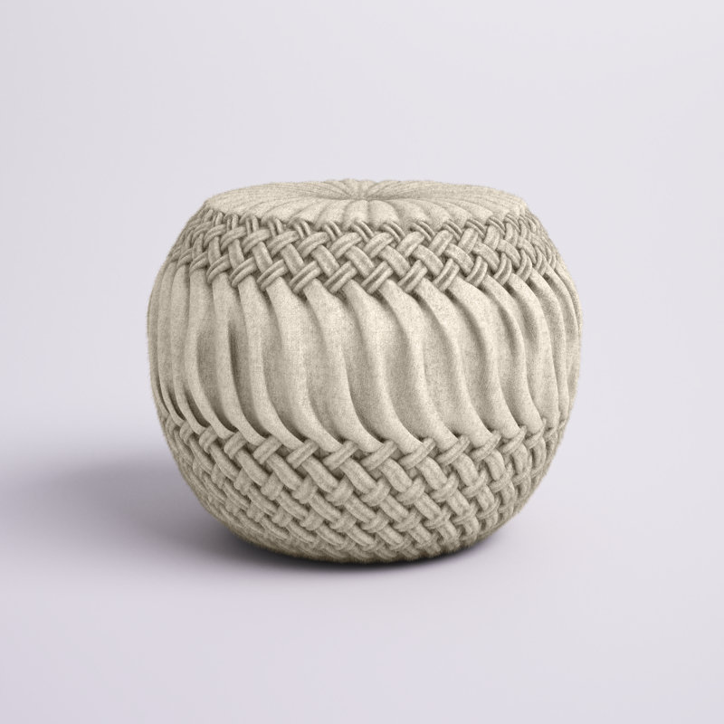 Lohmann Upholstered Pouf, Cream Wool/Nylon