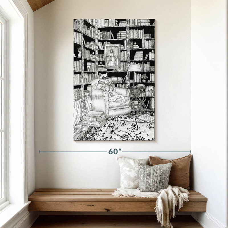Brampt The Cat's Library, 48" H x 32" W
