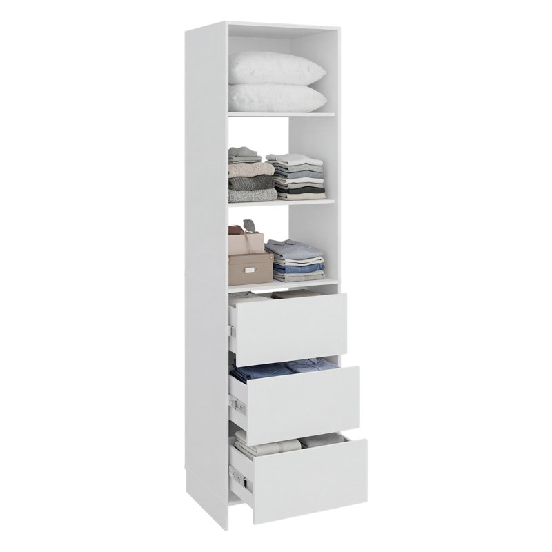 Armoire autoportante Cando H 83,9 po avec 3 tablettes et 3 tiroirs - Blanc