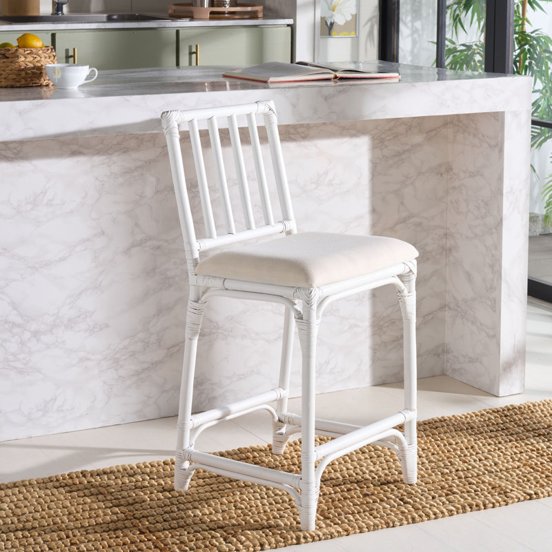 Tabouret de bar avec coussin Mylinda, Blanc
