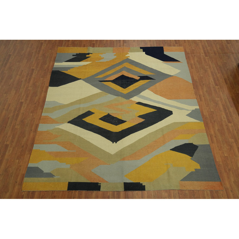 Tapis moderne en laine Kilim 10 x 12