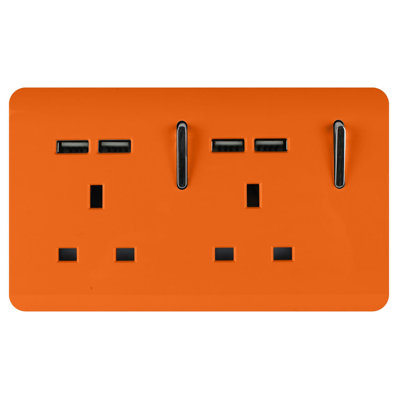 Trendi Switch 2 Gang 4 Port USB 2100mA Plug Socket
