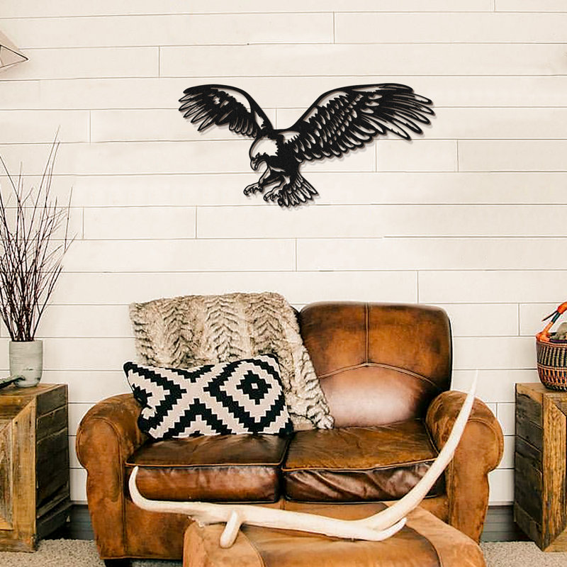 Large Black Steel Eagle Wall Art Decor