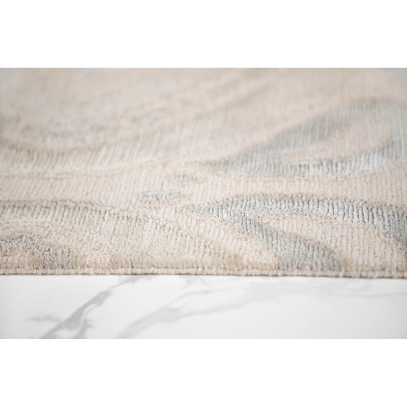 Contemporary Geometric Area Rug in Ivory, Rectangle 10' x 14'