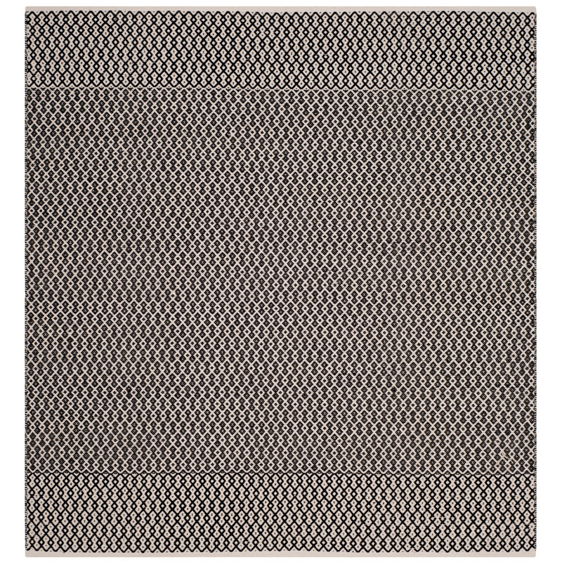 Haqeem Hand Woven Cotton Geometric Rug, Square 6'