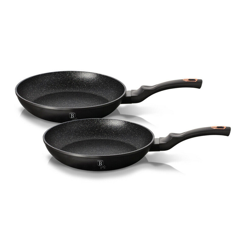 Aluminum Non-Stick Frying Pan Set, Black Rose