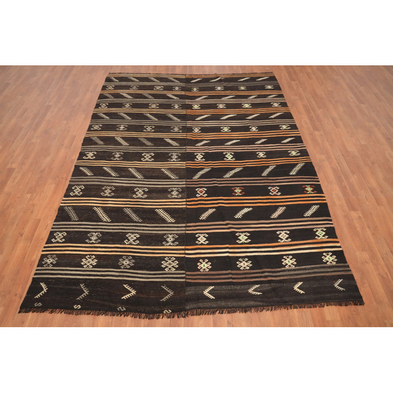Élégant tapis kilim tissé à la main 7 x 10 avec des motifs complexes