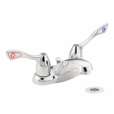 Robinet de salle de bain central à 2 poignées MOEN M-Bition en chrome avec crépine