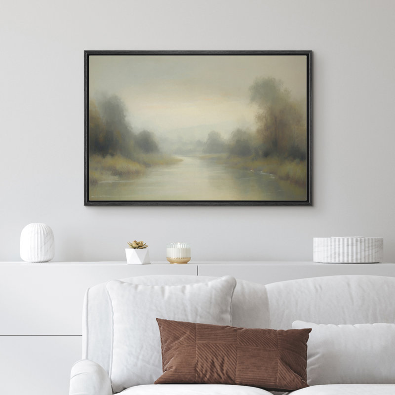 Reproduction d'art sur toile encadrée - paysage rétro, salon, décor de ferme moderne, H 16 po x l 24 po, Noir