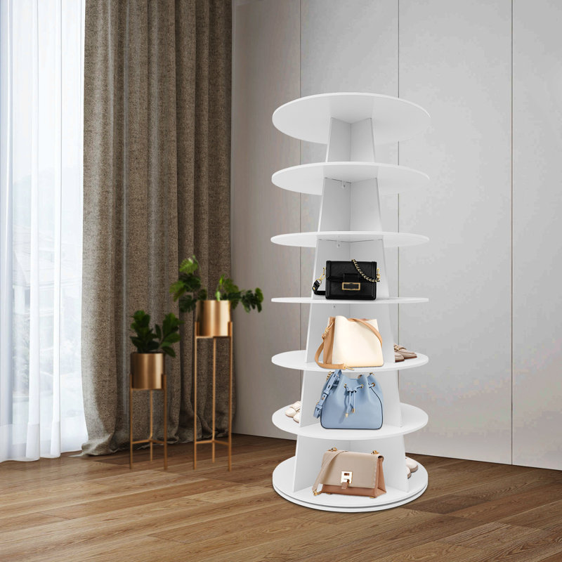 360° Revolving Shoe Storage Organizer Rotating Shoe Rack, White