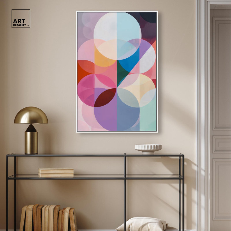 Toile Oneiric Circles III par Art Remedy, galerie tendue, Cadre flottant, H 16 po x l 11 po, Blanc