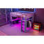 Lit mezzanine double en bois avec bureau, étagères à rangement multiples, DEL et portemanteau suspendu-1219963708
