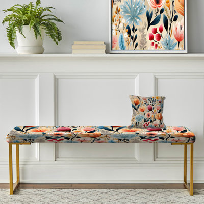 Velasco - Banc rembourré floral doré
