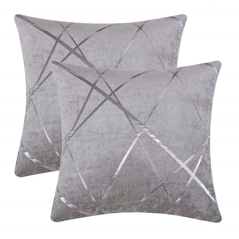 Aydrik Square Cushion Cover, 45.72cm H x 45.72cm W, Silver Grey