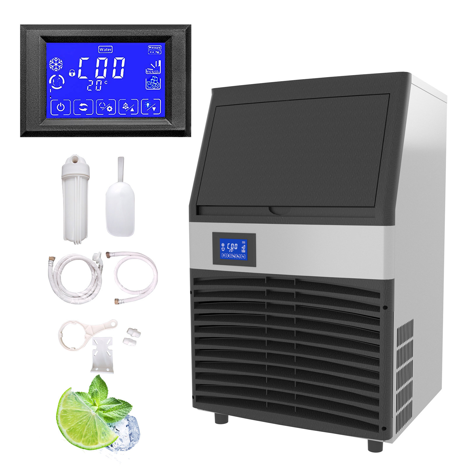 80 90lbs 24H Commercial Ice Maker-Undercounter Stand Ice Cube Machine