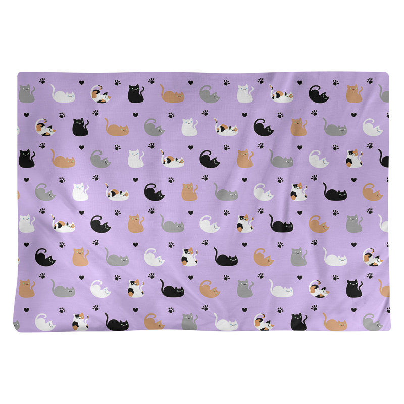 Napperon en coton 18 po Cat, Mauve / Noir