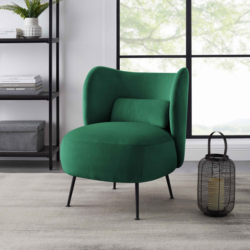 Emiline 61Cm Wide Barrel Chair, Green Velvet