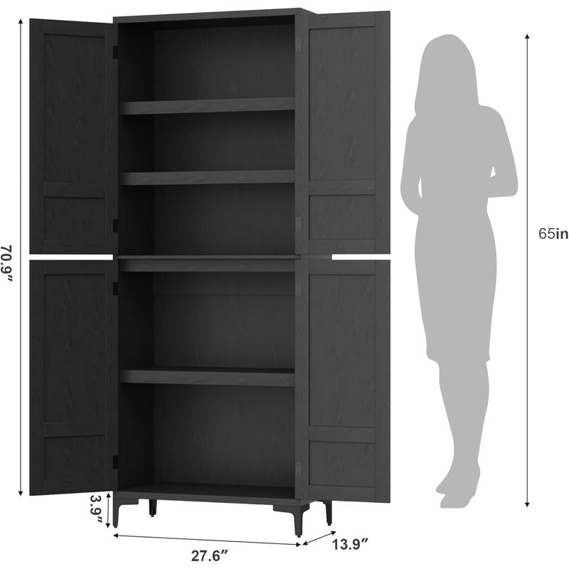 180.1cm Kitchen Pantry, Black