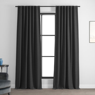 Bellino Textured Faux Linen Room Darkening Curtains for Bedroom & Living Room Curtains (1 Panel)