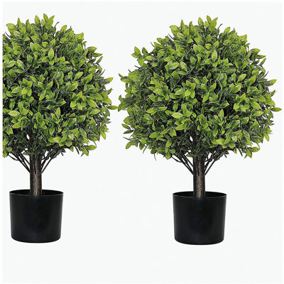 22in Boxwood Ball Shaped Artificial Topiary Shrubs Tree in Pot for Home and Garden Decoration 2pcs/set