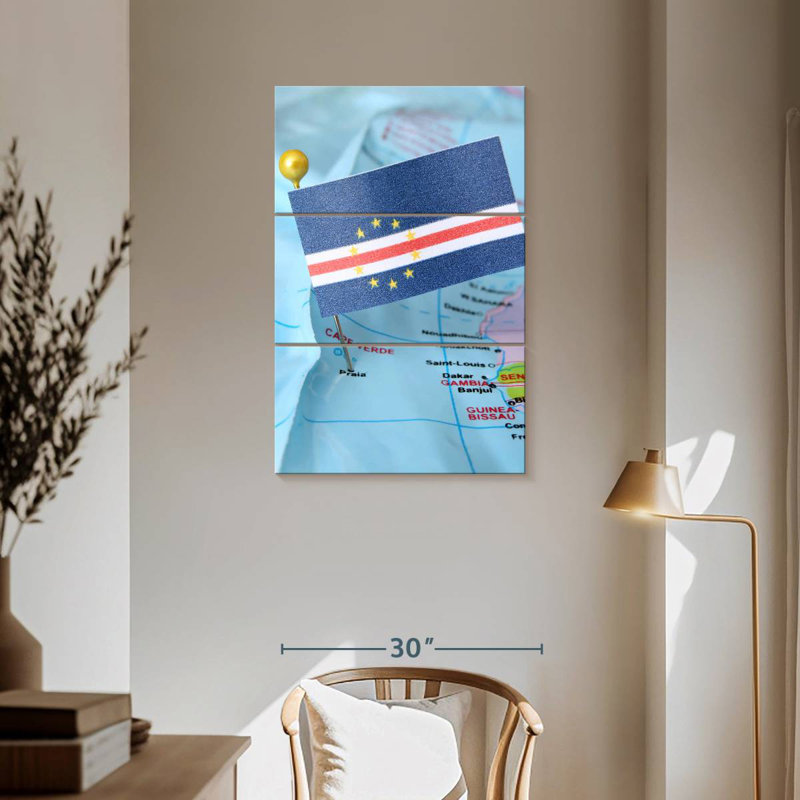 Borges, Cap-Vert, drapeau et carte, H 57 po x l 36 po