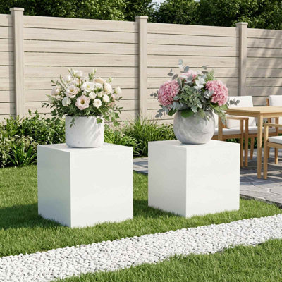 Support pour plantes, ensemble de 2, blanc, 30 x 30 x 80 cm, acier