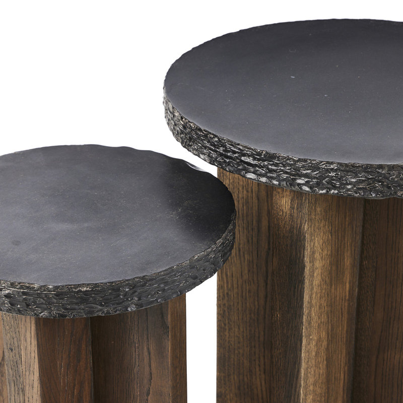 Mezes Nesting End Table-Natural Basalt