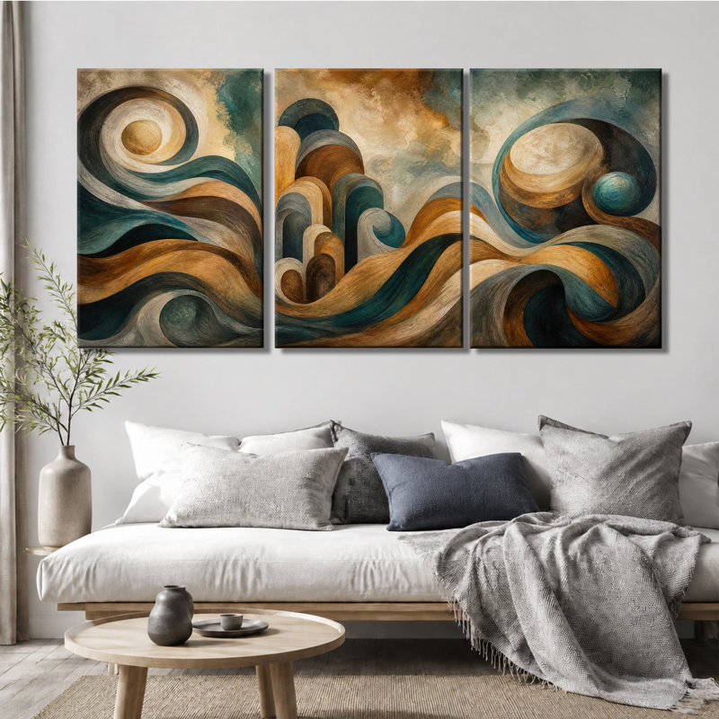 Toile, art mural rétro, tourbillon, vague, texture de la ville, peinture à l'huile, décoration murale, 20 * 30 pouces * 3
