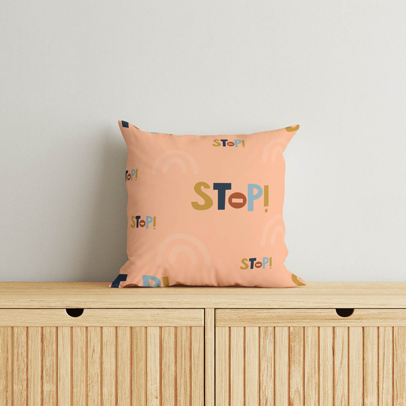 Coussin Stop, Pêche / orange, H 26 po x l 26 po