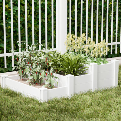 Panneau de lit de jardin surélevé blanc modulaire - Boîte à fleurs sans outils pour jardinières surélevées et jardinières