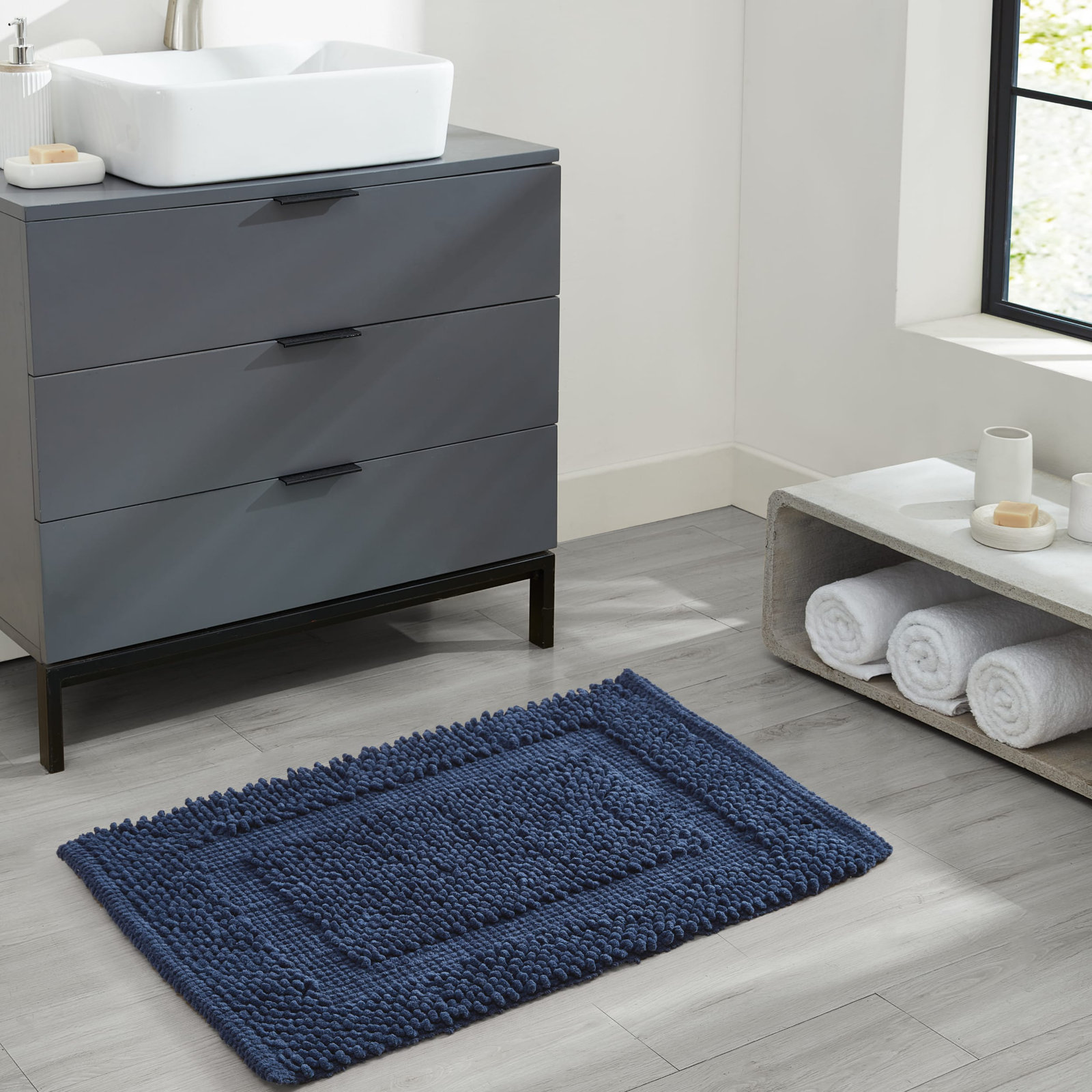 Payten Classic Cotton Bath Mat, Single - 20"W x 32"L, White