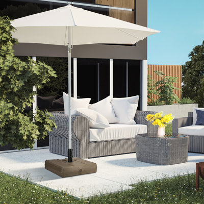 Base de parasol carrée robuste, 88 lb, remplissable, 1,25 po, 1,5 po, compatible avec 2 poteaux, support en acier, confortable, support remplissable brun, lb, carré, polyvalent, extérieur