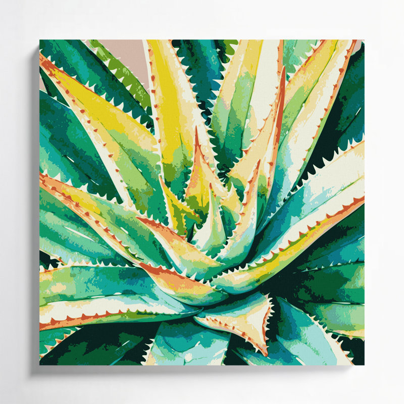 "Watercolor Botanical 57", art mural sur toile brune, H 12 po x l 12 po