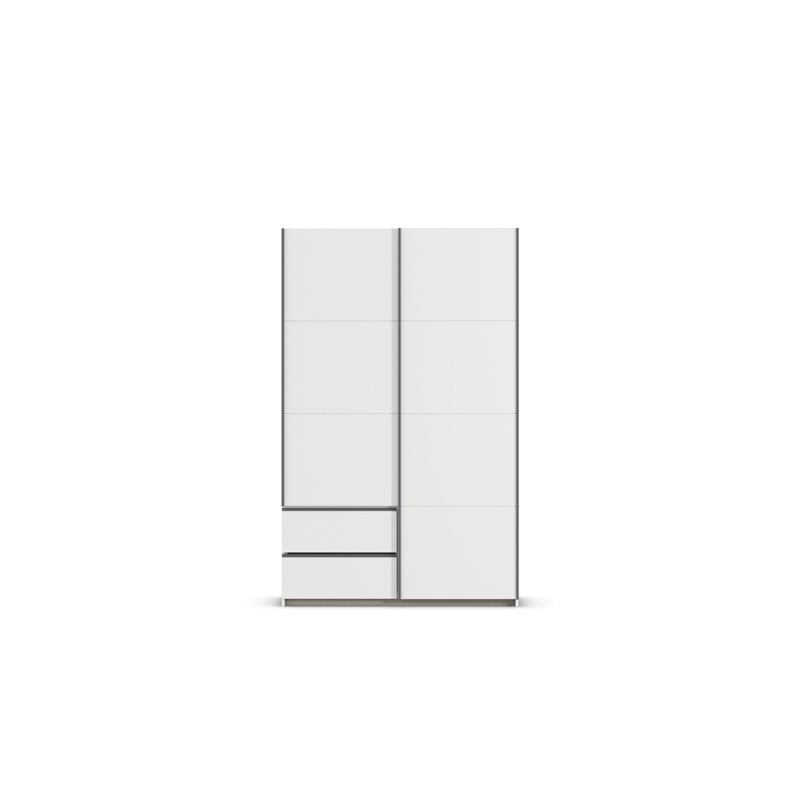 Sevilla sliding door wardrobe, Alpine White/Gray Metallic, 210cm H x 131cm W x 59cm D