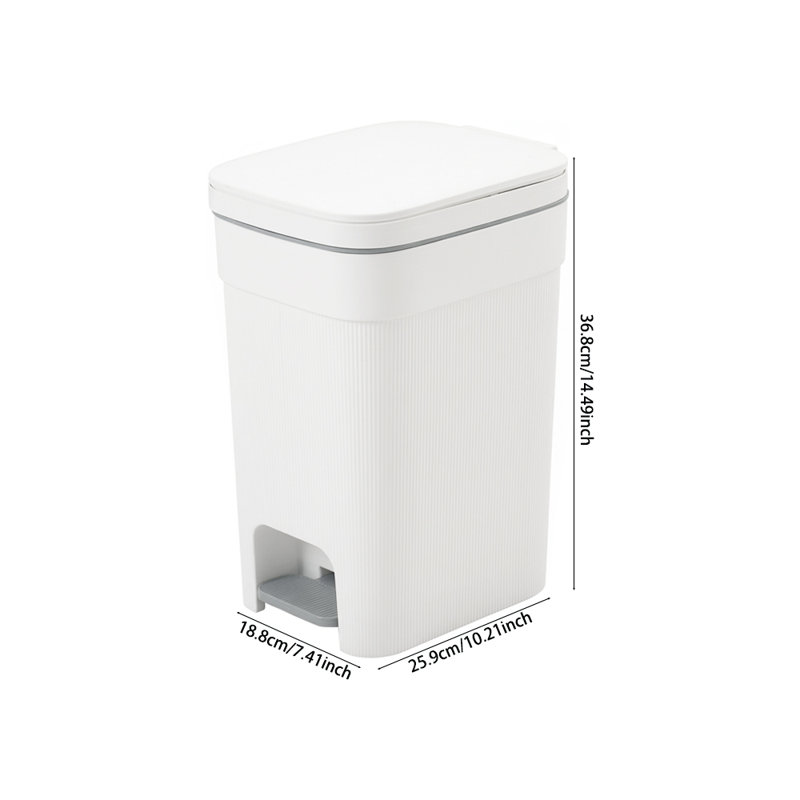 PP Step On Waste Bin, 36.8cm H x 25.9cm W x 18.8cm D, 15L